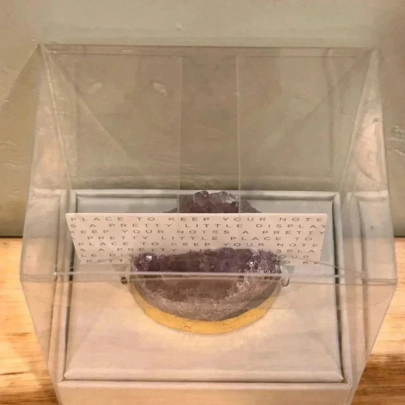 Genuine Amethyst Cluster.Desktop Note Holder. Amethyst Cluster + Gold Base. NWTS - Picture 8 of 10